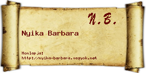 Nyika Barbara névjegykártya